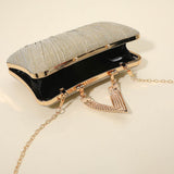 Sparkle Fabric Stone Paved V Fold Evening Clutch Crossbody Bag