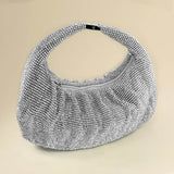 Rhinestone Bling Studded Slouch Hobo Evening Crossbody Bag