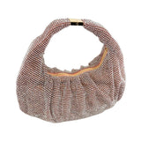 Rhinestone Bling Studded Slouch Hobo Evening Crossbody Bag