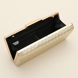 Faux Leather Basket Weave Evening Clutch Bag / Crossbody Bag