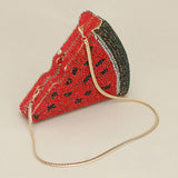 Crystal Rhinestone Embellished Watermelon Slice Evening Clutch Shoulder Bag