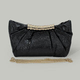 Pleated Metallic Sparkle Evening Clutch Crossbody Bag