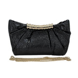 Pleated Metallic Sparkle Evening Clutch Crossbody Bag