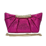 Pleated Metallic Sparkle Evening Clutch Crossbody Bag