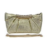 Pleated Metallic Sparkle Evening Clutch Crossbody Bag