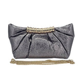 Pleated Metallic Sparkle Evening Clutch Crossbody Bag