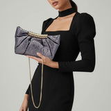 Pleated Metallic Sparkle Evening Clutch Crossbody Bag