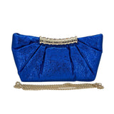 Pleated Metallic Sparkle Evening Clutch Crossbody Bag