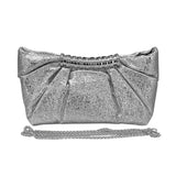 Pleated Metallic Sparkle Evening Clutch Crossbody Bag