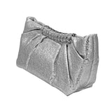Pleated Metallic Sparkle Evening Clutch Crossbody Bag