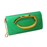 Bold Hardware Accent Faux Leather Evening Clutch Bag Crossbody Bag