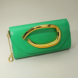 Bold Hardware Accent Faux Leather Evening Clutch Bag Crossbody Bag