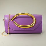 Bold Hardware Accent Faux Leather Evening Clutch Bag Crossbody Bag