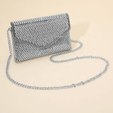 Elegant Baguette Round Stone Bling Studded Envelope Evening Clutch Crossbody Bag