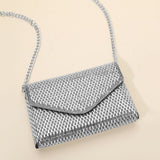 Elegant Baguette Round Stone Bling Studded Envelope Evening Clutch Crossbody Bag