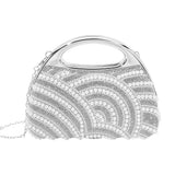Pearl Rhinestone Embellished Evening Clutch Crossbody Bag