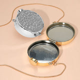 Bling Studded Round Compact Clutch Evening Bag / Crossbody Bag