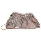 Metallic Pleated Frame Clutch Evening Bag / Crossbody Bag