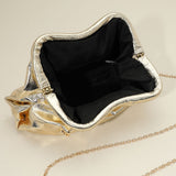 Metallic Pleated Frame Clutch Evening Bag / Crossbody Bag