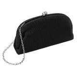 Faux Leather Metallic Pleated Half Moon Shape Evening Clutch Crossbody Bag