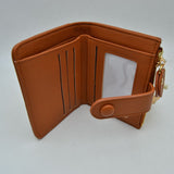 Pebbled Card Holder Wallet with Snap Button Strap and Zipper Pocket