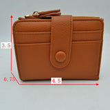 Pebbled Card Holder Wallet with Snap Button Strap and Zipper Pocket