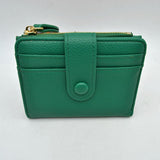 Pebbled Card Holder Wallet with Snap Button Strap and Zipper Pocket