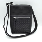 Crossbody Bag with Perforated Panel and Woven Front Detail