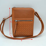 Crossbody Bag with Perforated Panel and Woven Front Detail