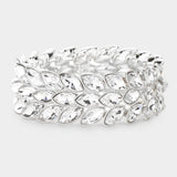 3Rows Marquise Stone Cluster Stretch Evening Bracelet