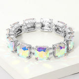 Women's Cushion Square Stone Stretch Evening Bracelet