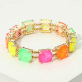 Women's Cushion Square Stone Stretch Evening Bracelet