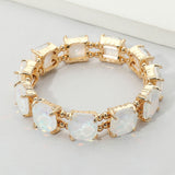 Women's Cushion Square Stone Stretch Evening Bracelet