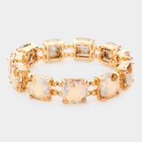 Women's Cushion Square Stone Stretch Evening Bracelet