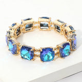 Women's Cushion Square Stone Stretch Evening Bracelet