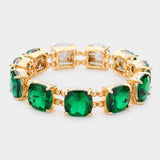 Women's Cushion Square Stone Stretch Evening Bracelet