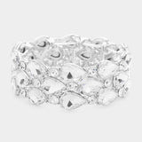 Women's Teardrop Stone Accented Stretch Evening Bracelet