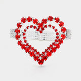 Stone Embellished Open Heart Cuff Evening Bracelet