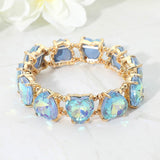Women's Heart Stone Cluster Beaded Stretch Evening Bracelet