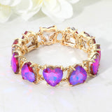 Women's Heart Stone Cluster Beaded Stretch Evening Bracelet