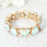 Women's Heart Stone Cluster Beaded Stretch Evening Bracelet