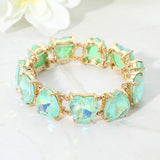Women's Heart Stone Cluster Beaded Stretch Evening Bracelet