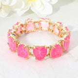 Women's Heart Stone Cluster Beaded Stretch Evening Bracelet