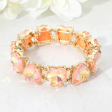 Women's Heart Stone Cluster Beaded Stretch Evening Bracelet