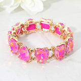 Women's Heart Stone Cluster Beaded Stretch Evening Bracelet