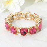 Women's Heart Stone Cluster Beaded Stretch Evening Bracelet