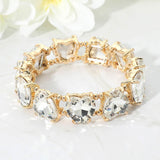 Women's Heart Stone Cluster Beaded Stretch Evening Bracelet