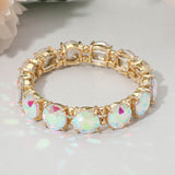 Women's Round Stone Cluster Beaded Stretch Evening Bracelet