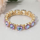 Women's Round Stone Cluster Beaded Stretch Evening Bracelet