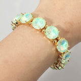 Women's Round Stone Cluster Beaded Stretch Evening Bracelet